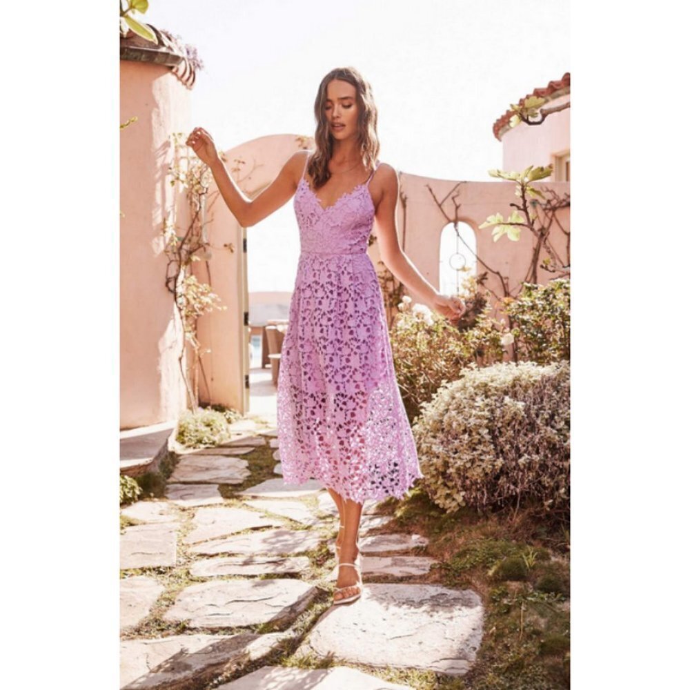 💕ASTR💕 Lace A-Line Midi Dress ~ Light Orchid Medium